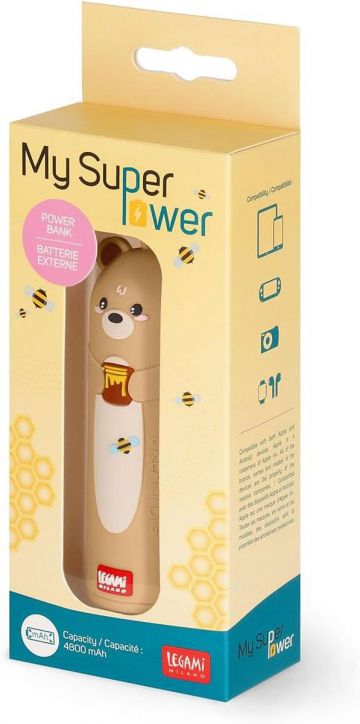 Външна батерия Legami My Super Power - Teddy Bear, 4800 mAh