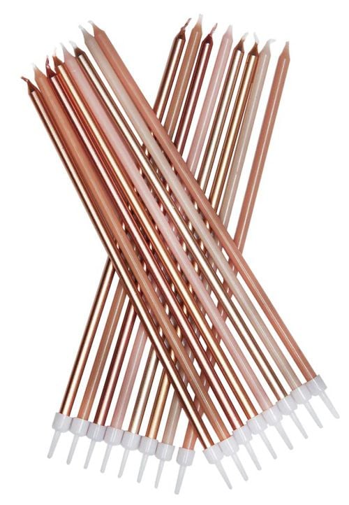 Дълги свещички Creative Party - Неутрални металик, 16 бр.