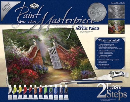 Комплект за лесно рисуване с акрилни бои върху платно Royal & Langnickel - Градина