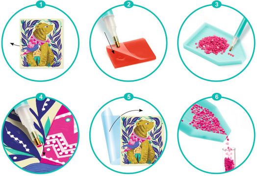 Творчески комплект Djeco: Направи си митични същества с цветни камъчета