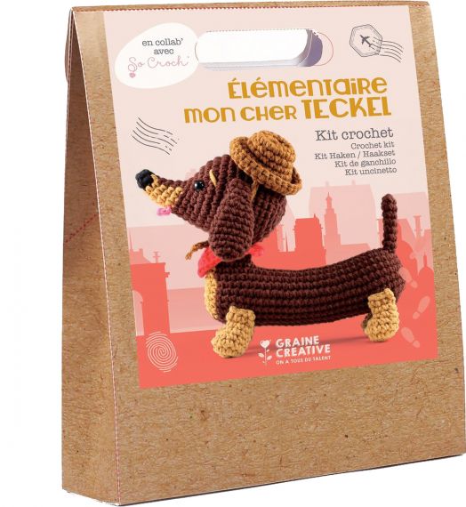 Комплект за плетене Амигуруми Graine Creative - Дакел 18 см.