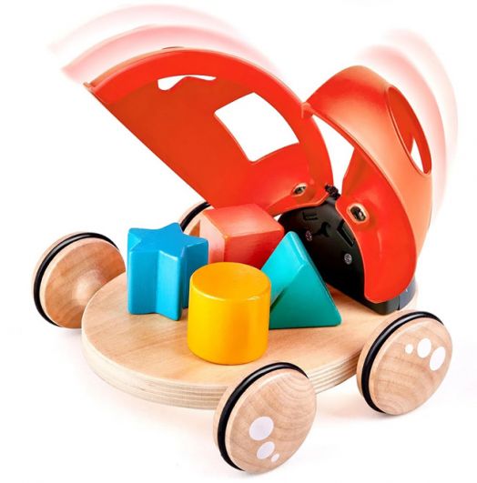 Дървена играчка за дърпане и сортиране Hape - Калинка