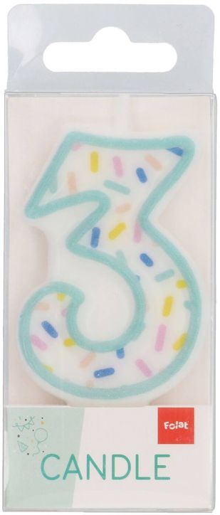 Свещ за рожден ден Folat Sprinkles - Цифра 3