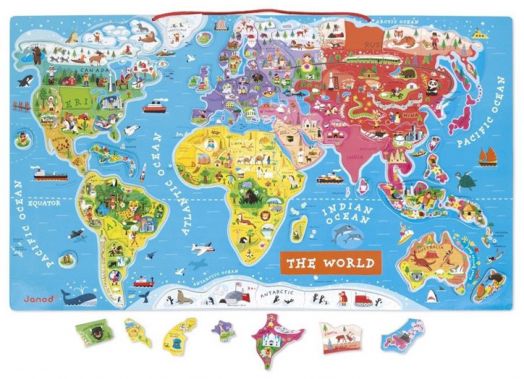 Магнитна дъска Janod - Карта на света