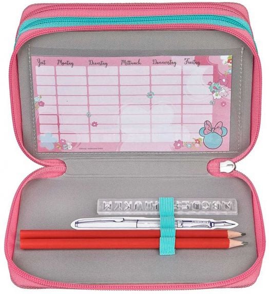 Ученически несесер Scooli Minnie Mouse с три отделения, пълен