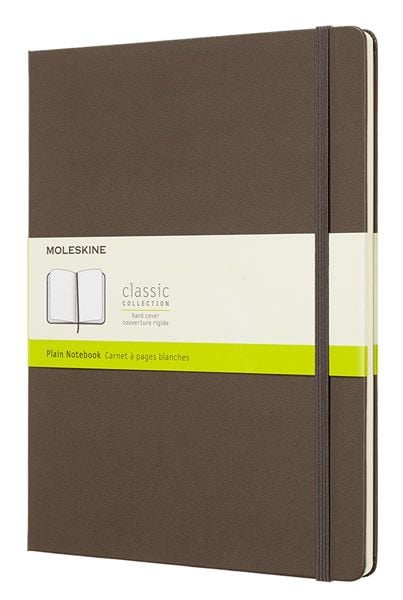 Голям кафяв тефтер Moleskine Classic Earth Brown с твърди корици и нелинирани страници