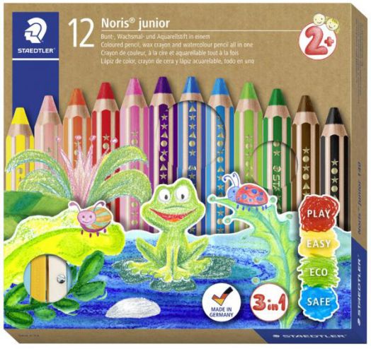 Комплект Staedtler Noris Junior 3 в 1, 12 цвята