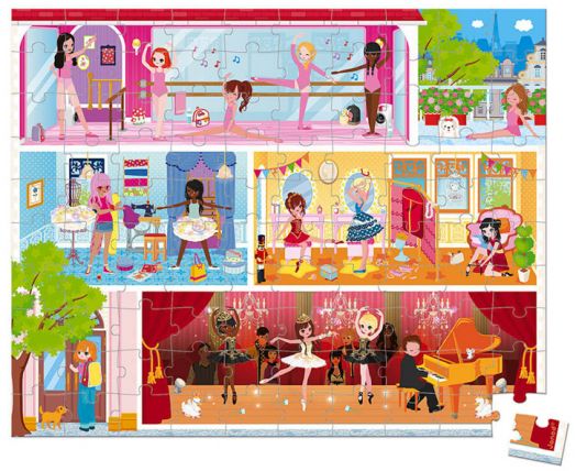 Детски пъзел в куфарче Janod - Танцова академия, 100 части