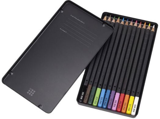 Комплект Moleskine с 12 разноцветни акварелни моливи в метална кутия