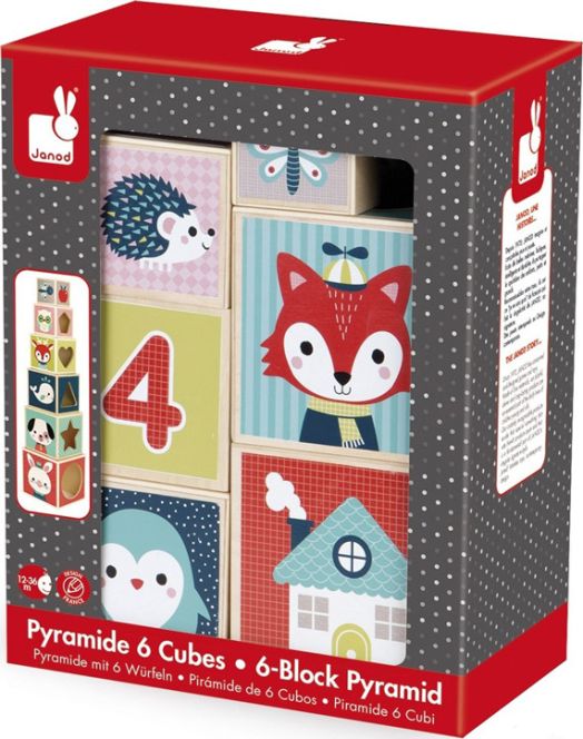 Дървени кубчета за деца Janod - Горски бебета животни