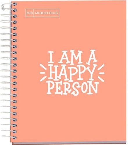 Тетрадка Miquelrius Messages А5 със спирала, 100 листа на широки редове, праскова
