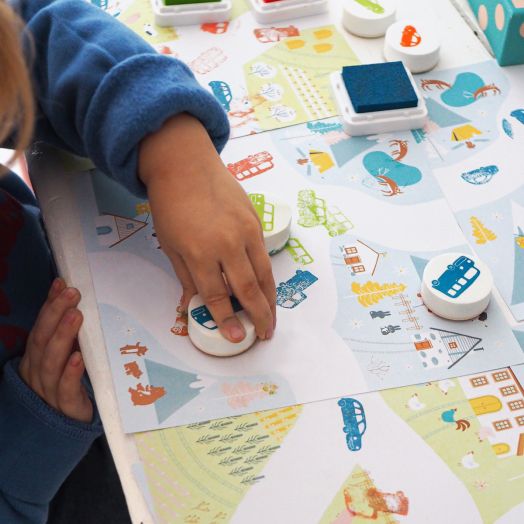 Креативен комплект Djeco: Направи картини с печати Traffic