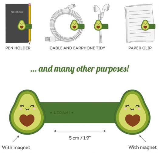 Мултифункционален магнитен клипс Legami Avocado, 5 см.