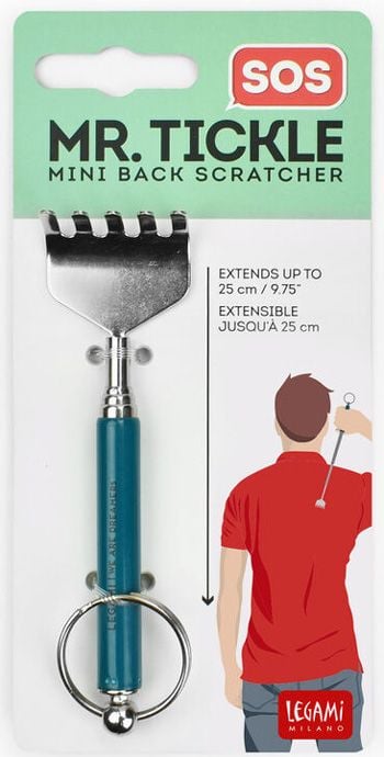 Телескопична мини чесалка за гръб Legami SOS Mr. Tickle, петролно синя
