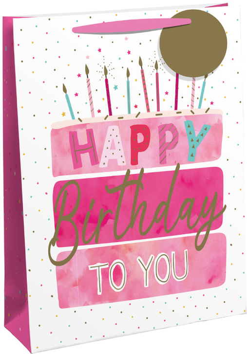 Подаръчна торбичка Eurowrap - Girly Birthday Cake, средна