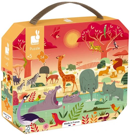 Детски пъзел в куфарче Janod - Резерват, 54 части