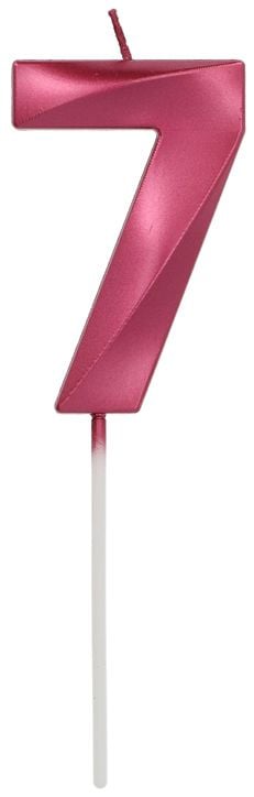 Свещ за рожден ден Folat - Цифра 7, розов металик