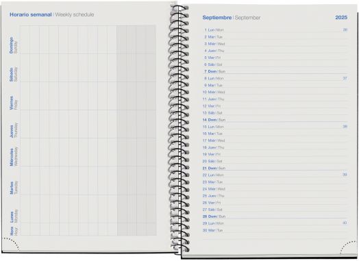 Тефтер - органайзер Miquelrius Eco Confetti от септември 2025 до юни 2026 г., ден на страница