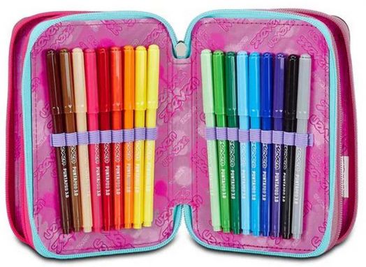 Ученически несесер Seven MarkOn с три отделения, пълен