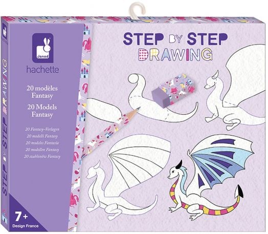 Комплект за рисуване стъпка по стъпка Janod - Фантастични животни