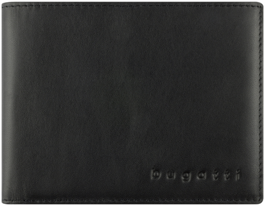 Мъжки кожен портфейл Bugatti Super Slim With Flap 8CC, черен