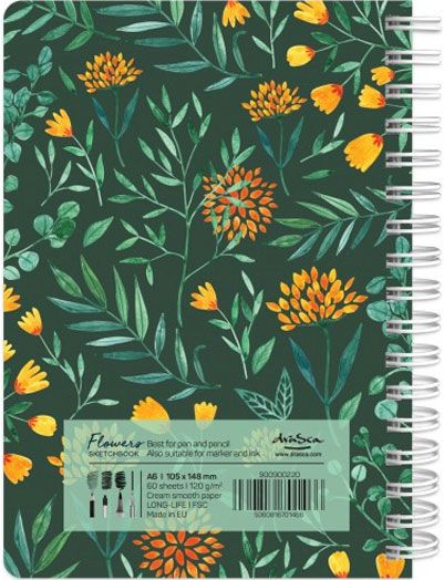 Скицник Drasca Flowers: Далия, A6 60 листа, зелен