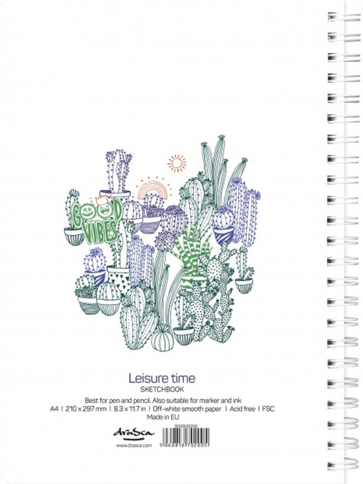Скицник Drasca Leisure Time, A4, 80 листа, портрет