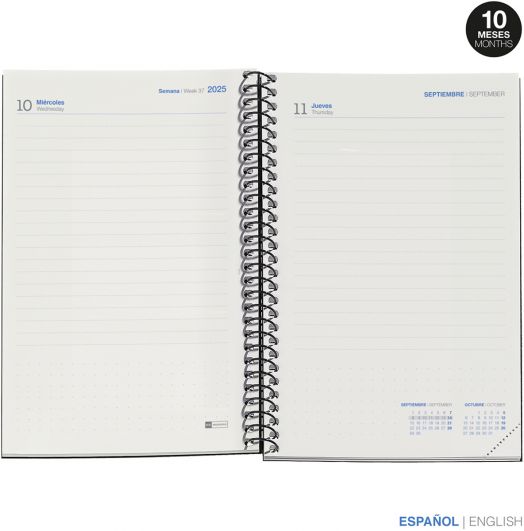 Тефтер - органайзер Miquelrius Eco Confetti от септември 2025 до юни 2026 г., ден на страница