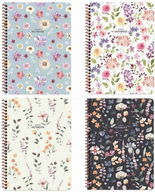 Тетрадка Keskin Color Flower, 80 листа с широки редове, асортимент