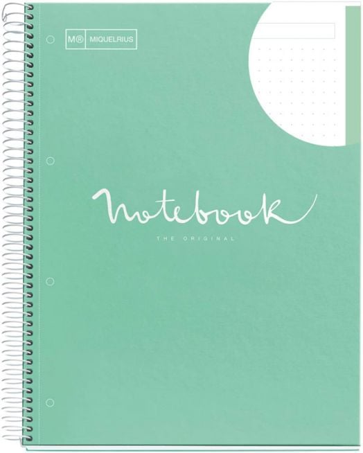 Тетрадка Miquelrius Emotions А5 със спирала, 80 листа на точки, мента