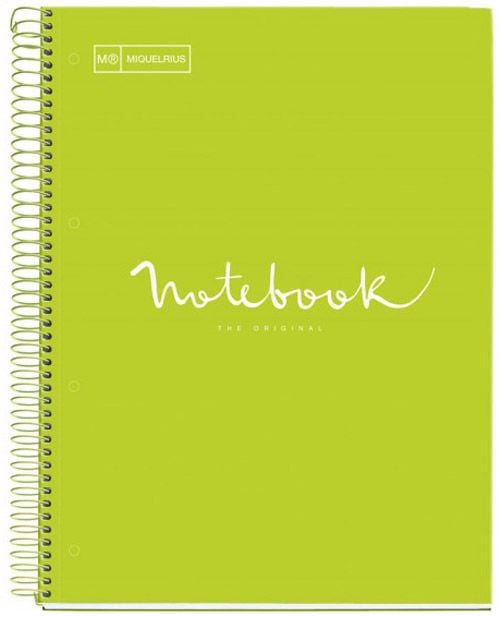 Тетрадка Miquelrius Emotions А4 със спирала, 120 листа на малки квадратчета, лайм