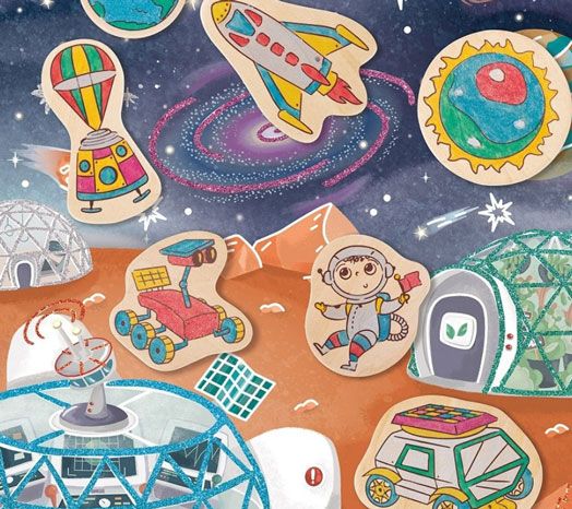 Комплект Hape - Направи си сам, Живот на Марс от магнити