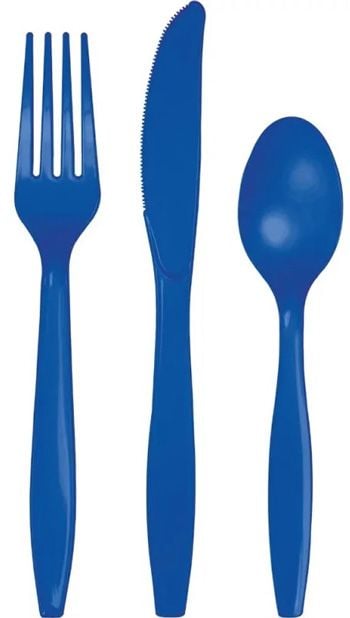 Пластмасови прибори Creative Party - Кобалтово синьо, 24 бр.