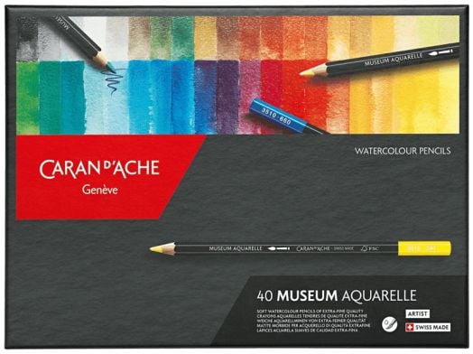 Комплект цветни моливи Caran d'Ache Museum Aquarelle, 40 цвята