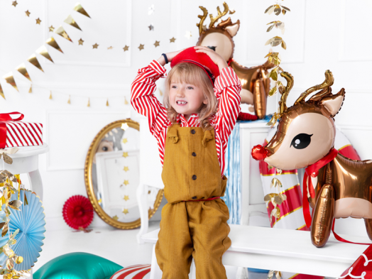 Коледен фолиев балон PartyDeco - Еленче с рога