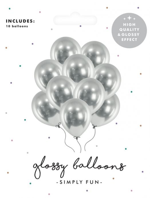Комплект сребристи балони PartyDeco, 10 бр.