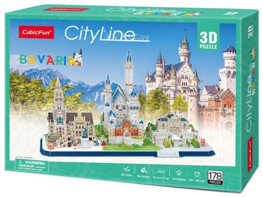 3D пъзел Cubic Fun Cityline - Бавария, 204 части