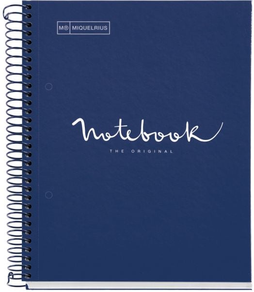 Тетрадка Miquelrius Emotions А5 със спирала, 120 листа на широки редове, морско синя