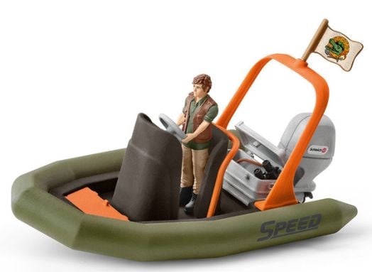 Комплект Schleich: Гумена лодка с рейнджър