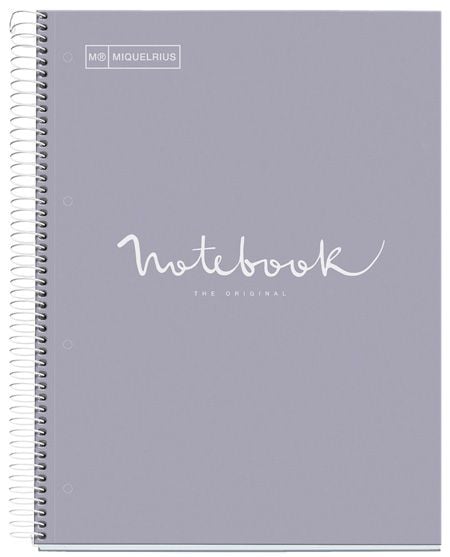 Тетрадка Miquelrius Emotions A4 със спирала, 80 листа на точки, сива