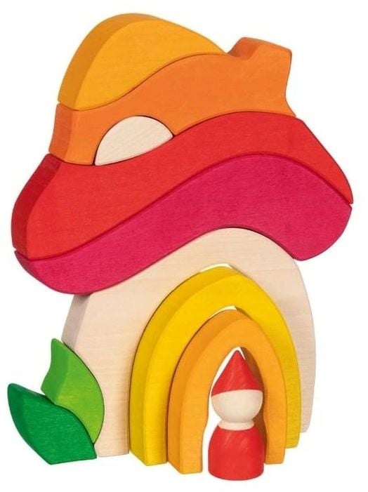 Дървен конструктор Goki - Къща Гъба