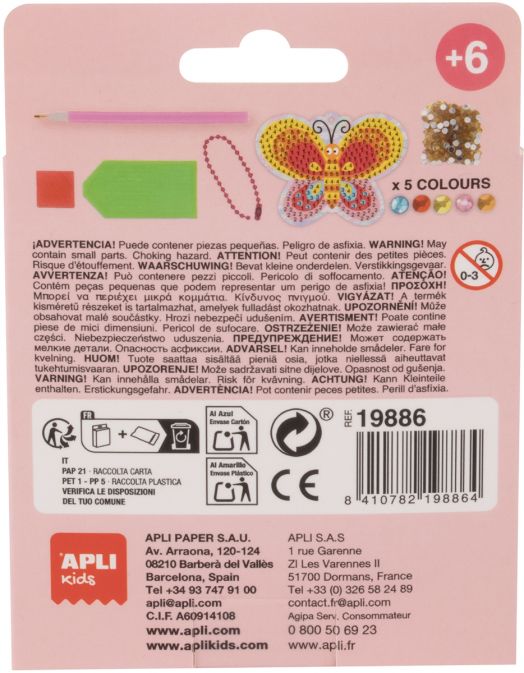 Креативен комплект Apli Kids - Направи си сам ключодържател пеперуда