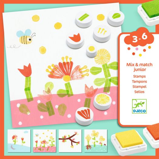 Креативен комплект Djeco: Направи картини с печати, Цветя