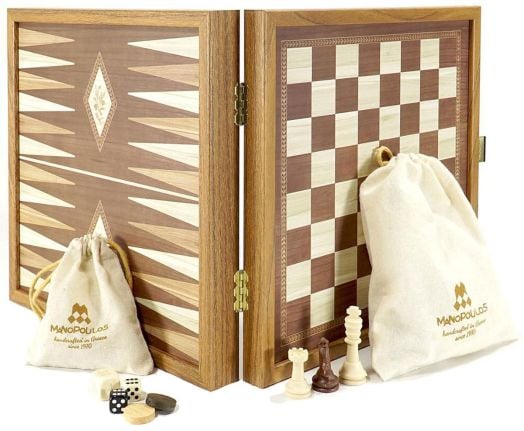Шах и табла Manopoulos - Орех реплика, 27 х 27 см.