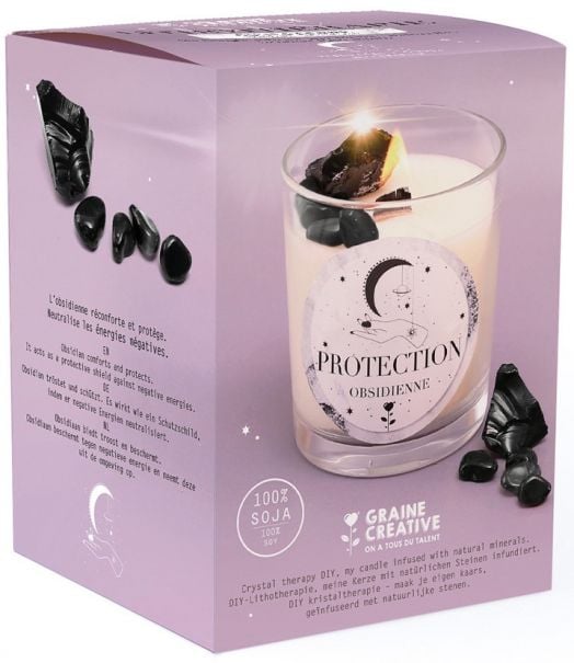 Комплект за правене на свещ Graine Creative - Литотерапия Обсидиан