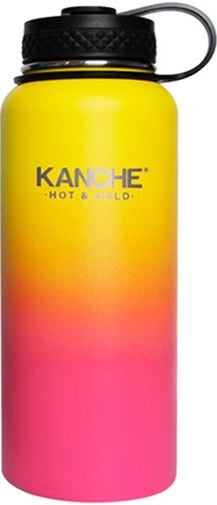 Стоманен термос Kanche - Пътувай с мен, жълто-розов