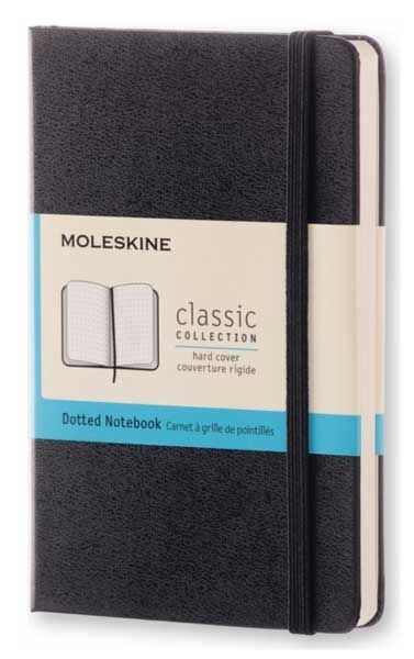 Джобен черен тефтер Moleskine с твърди корици, точки