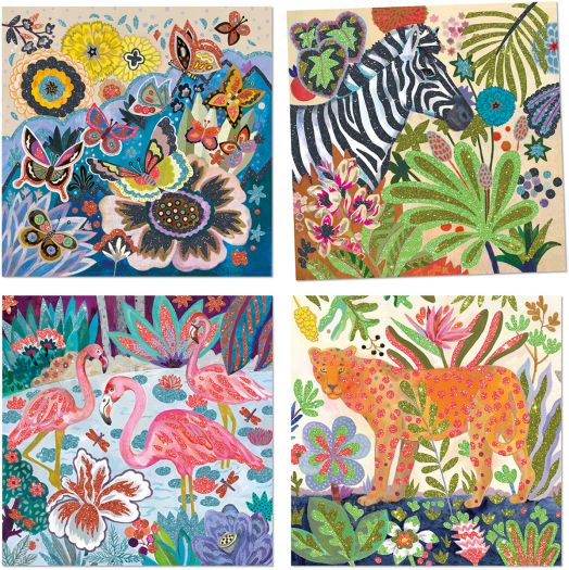 Комплект за рисуване с брокат Djeco - Тропик