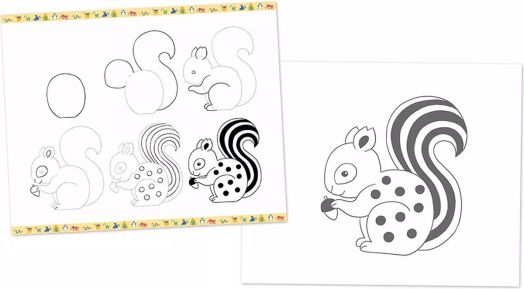 Комплект за рисуване стъпка по стъпка Janod - Животни