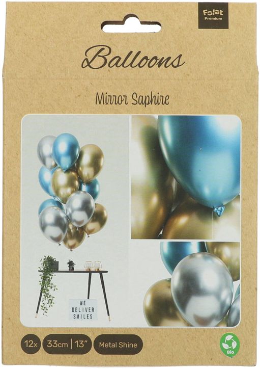Комплект балони с огледален ефект Folat - Sapphire, 12 бр.